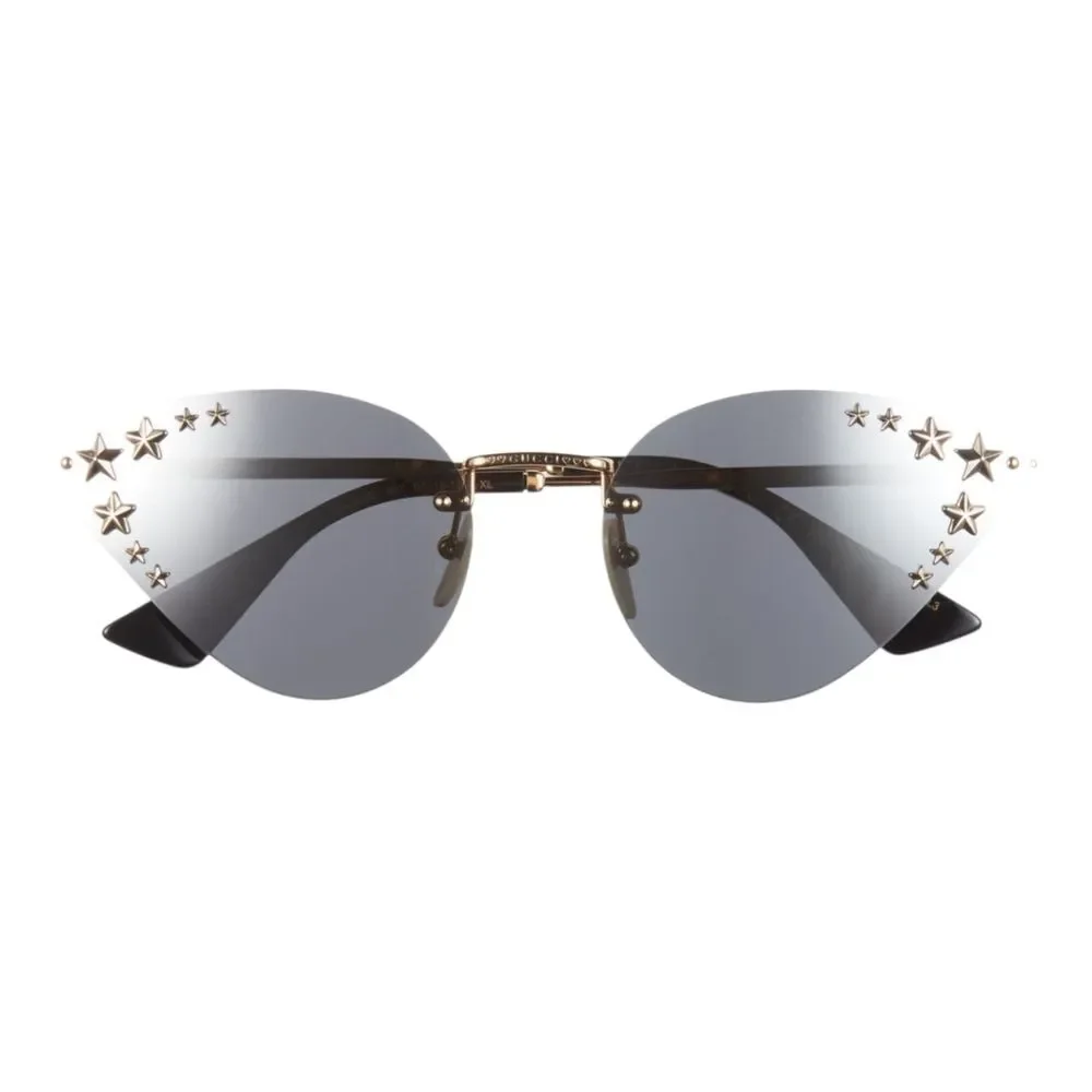 Gucci Designer Gold Star Gold Grey Patterned Sunglasses Italy - Picture 2 of 6